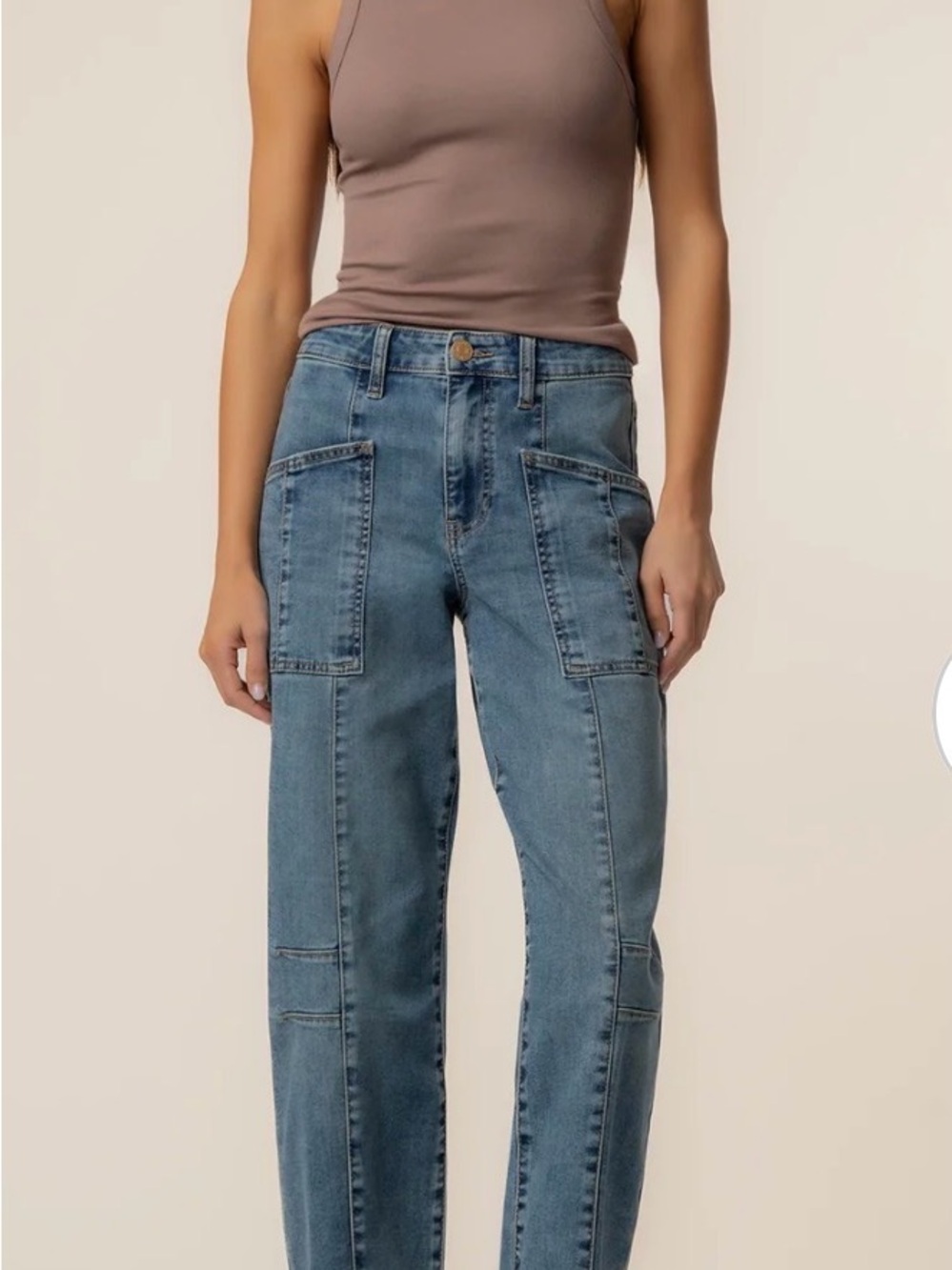 Kut from the Kloth Blue Barrel Leg Jeans with Utility Pockets